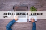 足球竞彩比分结果查询14场（足球竞彩比分分析）